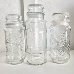 (3) 1980s Planters Peanuts Anchor Hocking Glass Jars Vintage Storage Rare HTF